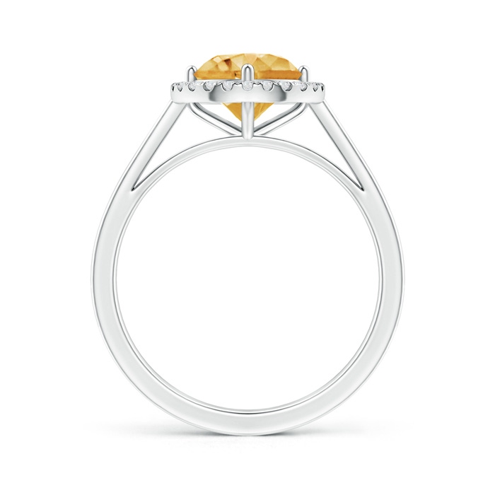 7mm AA Floating Round Citrine Ring with Diamond Halo in White Gold side-1
