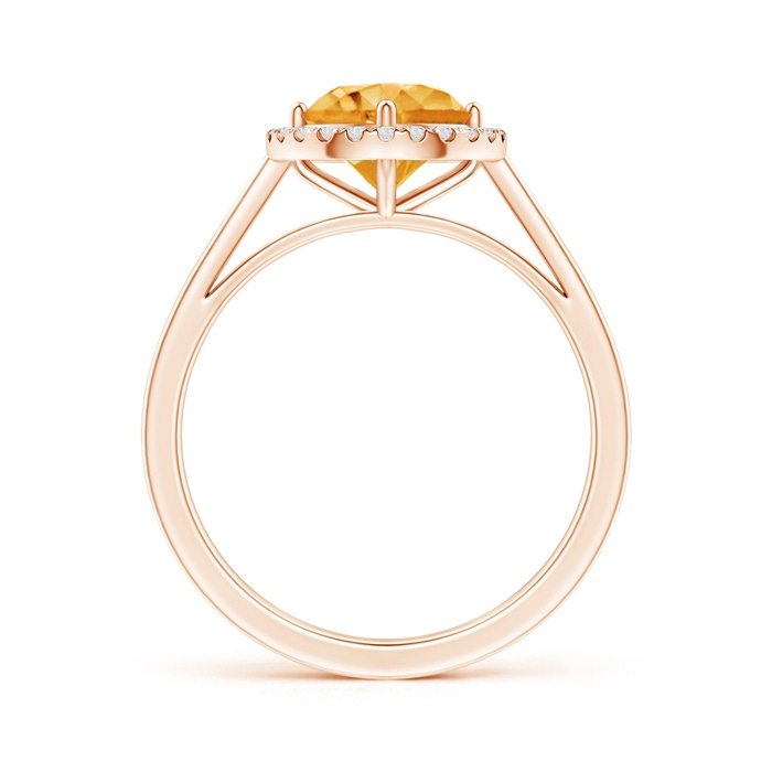 7mm AAA Floating Round Citrine Ring with Diamond Halo in Rose Gold side-1