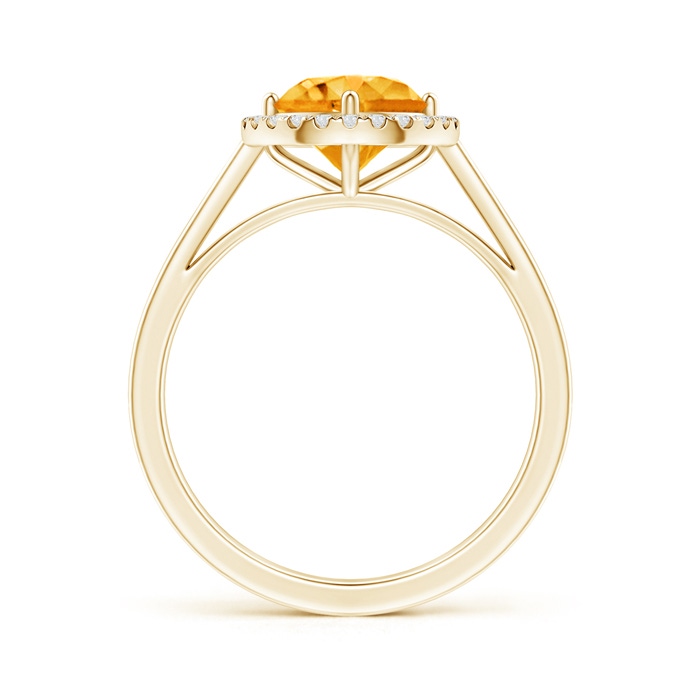 7mm AAAA Floating Round Citrine Ring with Diamond Halo in Yellow Gold side-1