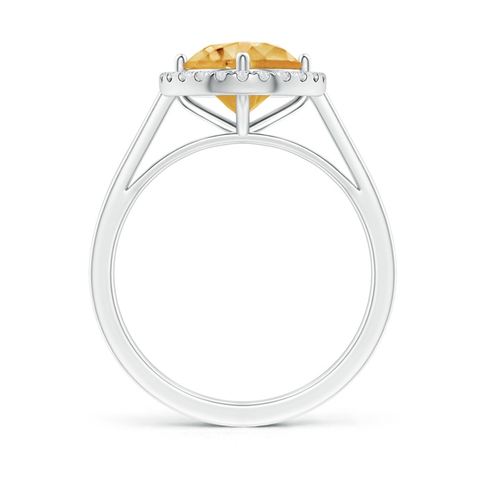 8mm AA Floating Round Citrine Ring with Diamond Halo in White Gold side-1