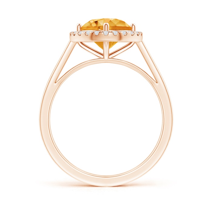8mm AAA Floating Round Citrine Ring with Diamond Halo in Rose Gold side-1