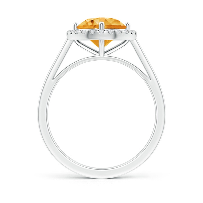 8mm AAA Floating Round Citrine Ring with Diamond Halo in White Gold side-1