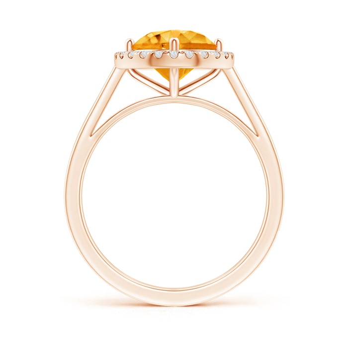 8mm AAAA Floating Round Citrine Ring with Diamond Halo in Rose Gold side-1
