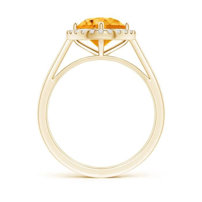 8mm AAAA Floating Round Citrine Ring with Diamond Halo in Yellow Gold Side-1