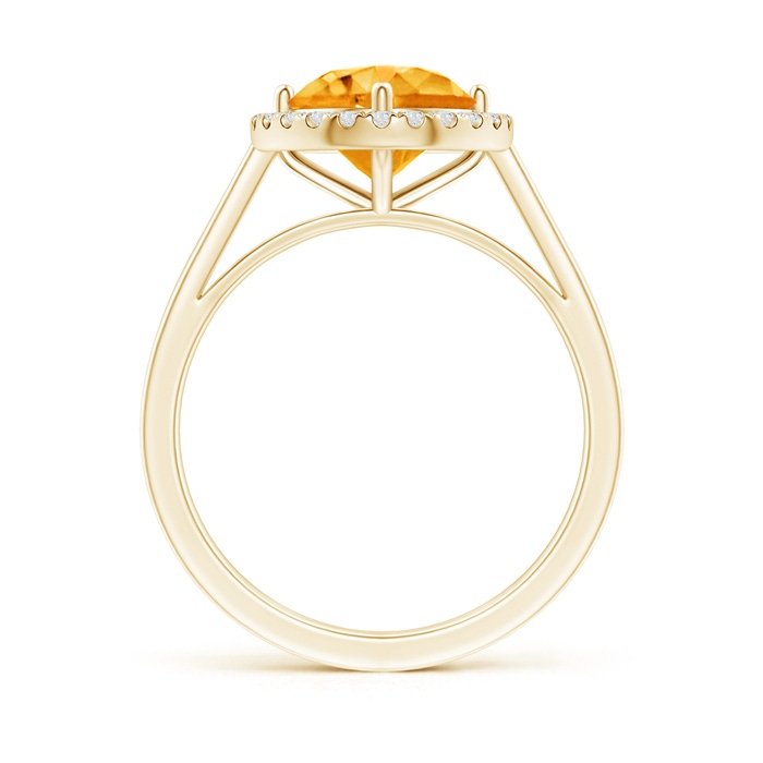 8mm AAAA Floating Round Citrine Ring with Diamond Halo in Yellow Gold side-1