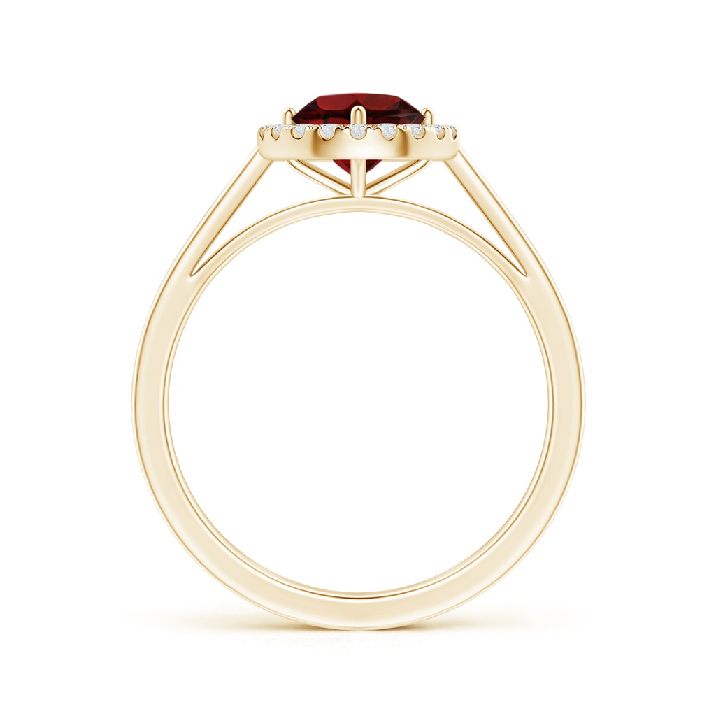 6mm AAA Floating Round Garnet Ring with Diamond Halo in Yellow Gold Side-1