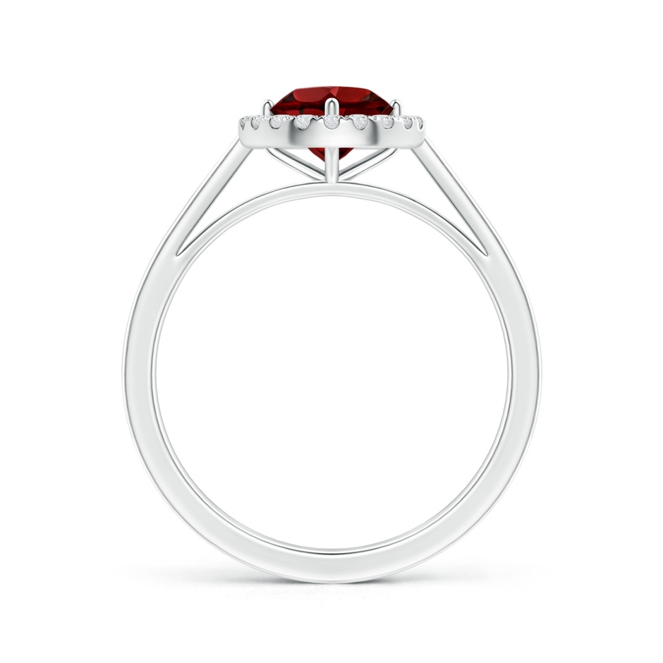 6mm AAAA Floating Round Garnet Ring with Diamond Halo in P950 Platinum side-1