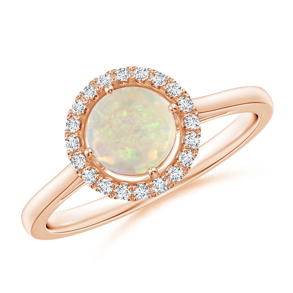 6mm AAA Floating Round Opal Ring with Diamond Halo in Rose Gold 