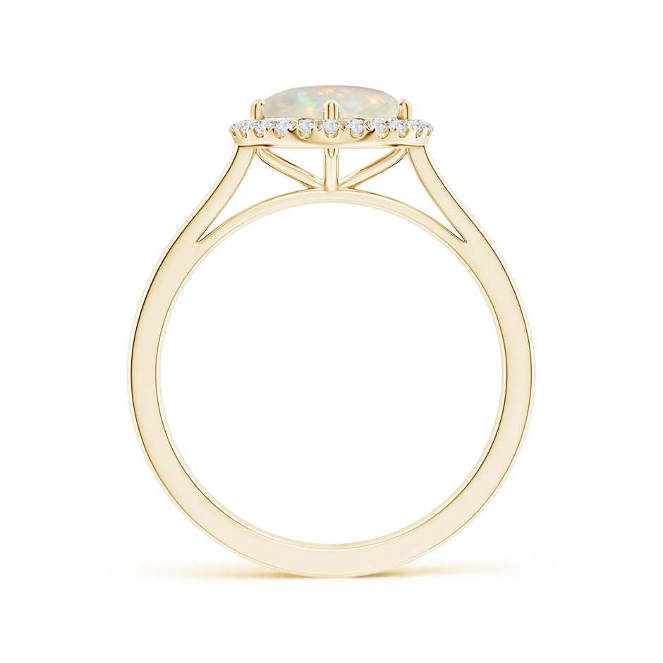 7mm AAA Floating Round Opal Ring with Diamond Halo in Yellow Gold side-1