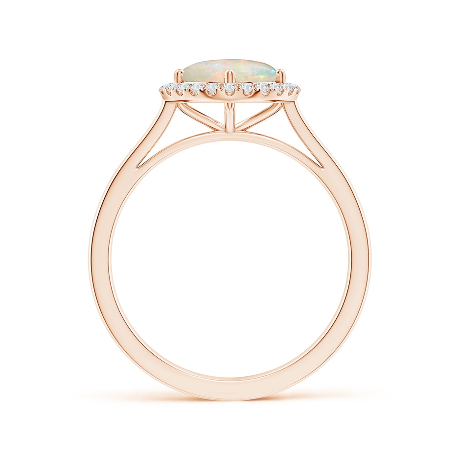 7mm AAAA Floating Round Opal Ring with Diamond Halo in Rose Gold side-1