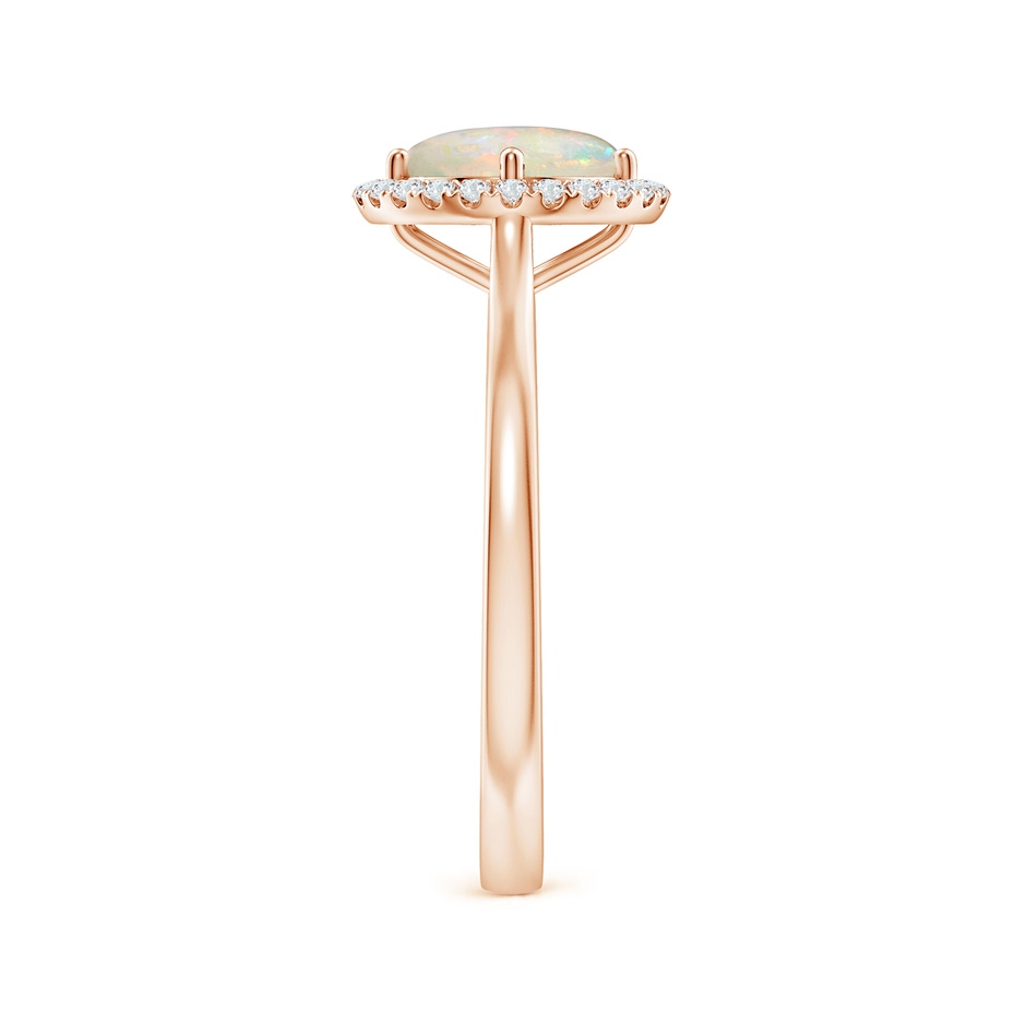 7mm AAAA Floating Round Opal Ring with Diamond Halo in Rose Gold side-2