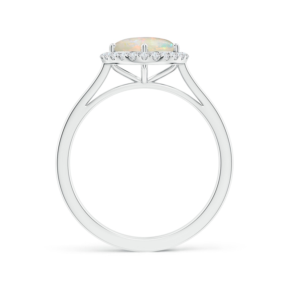 7mm AAAA Floating Round Opal Ring with Diamond Halo in White Gold side-1