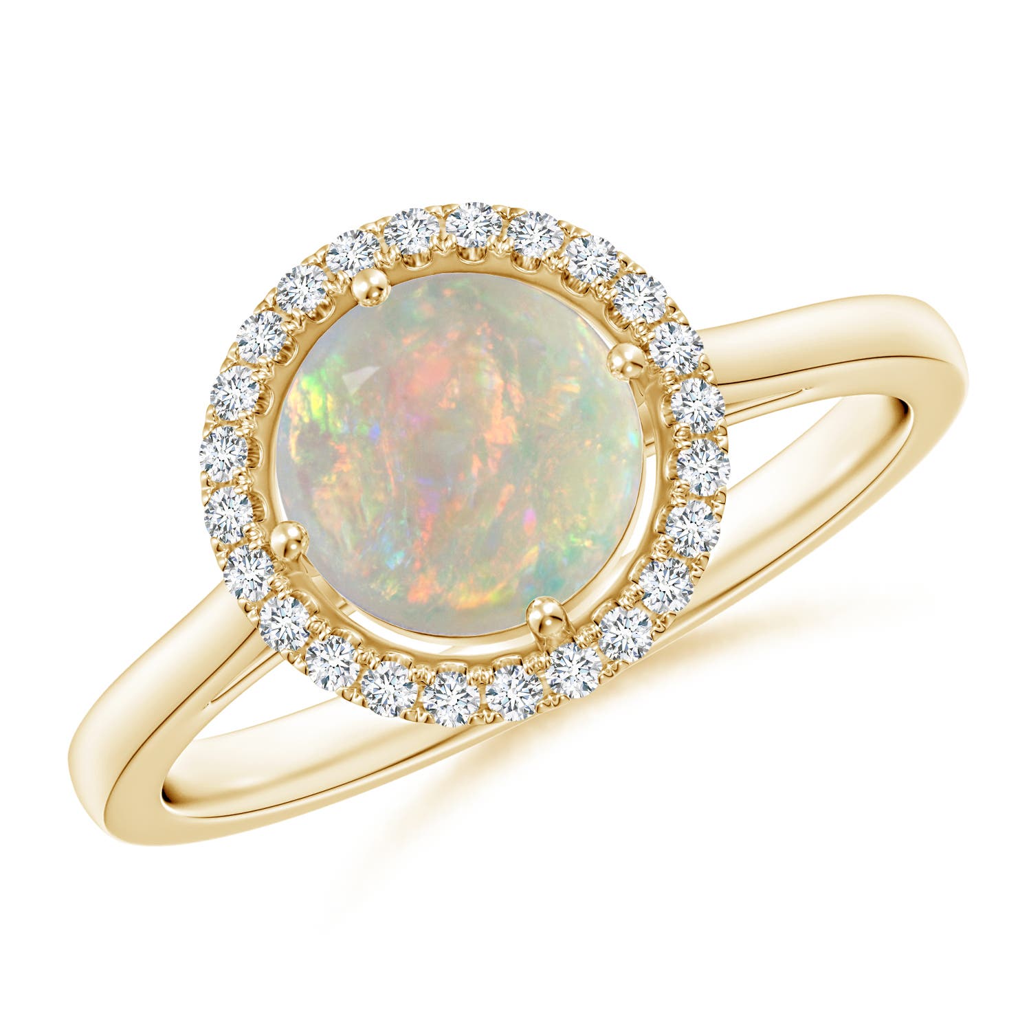 Floating Round Opal Ring with Diamond Halo | Angara