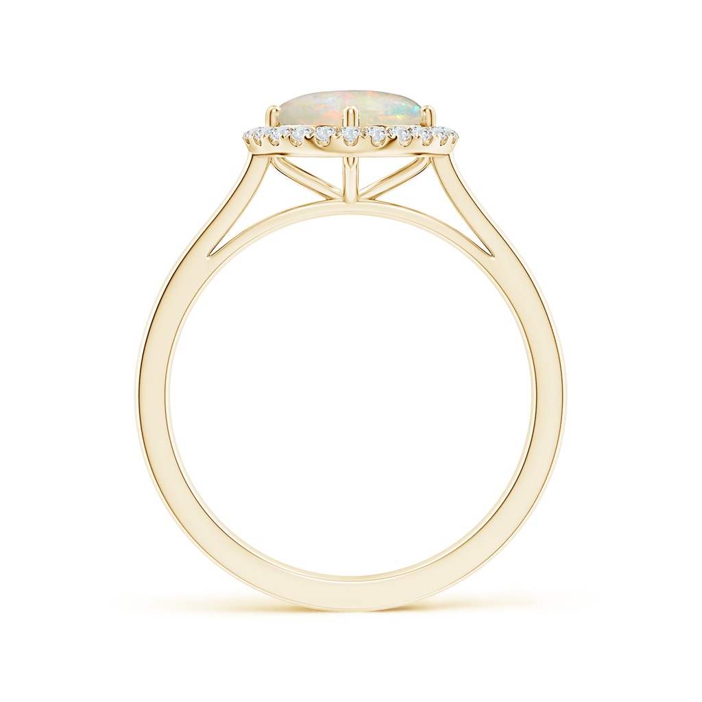7mm AAAA Floating Round Opal Ring with Diamond Halo in Yellow Gold - side_1