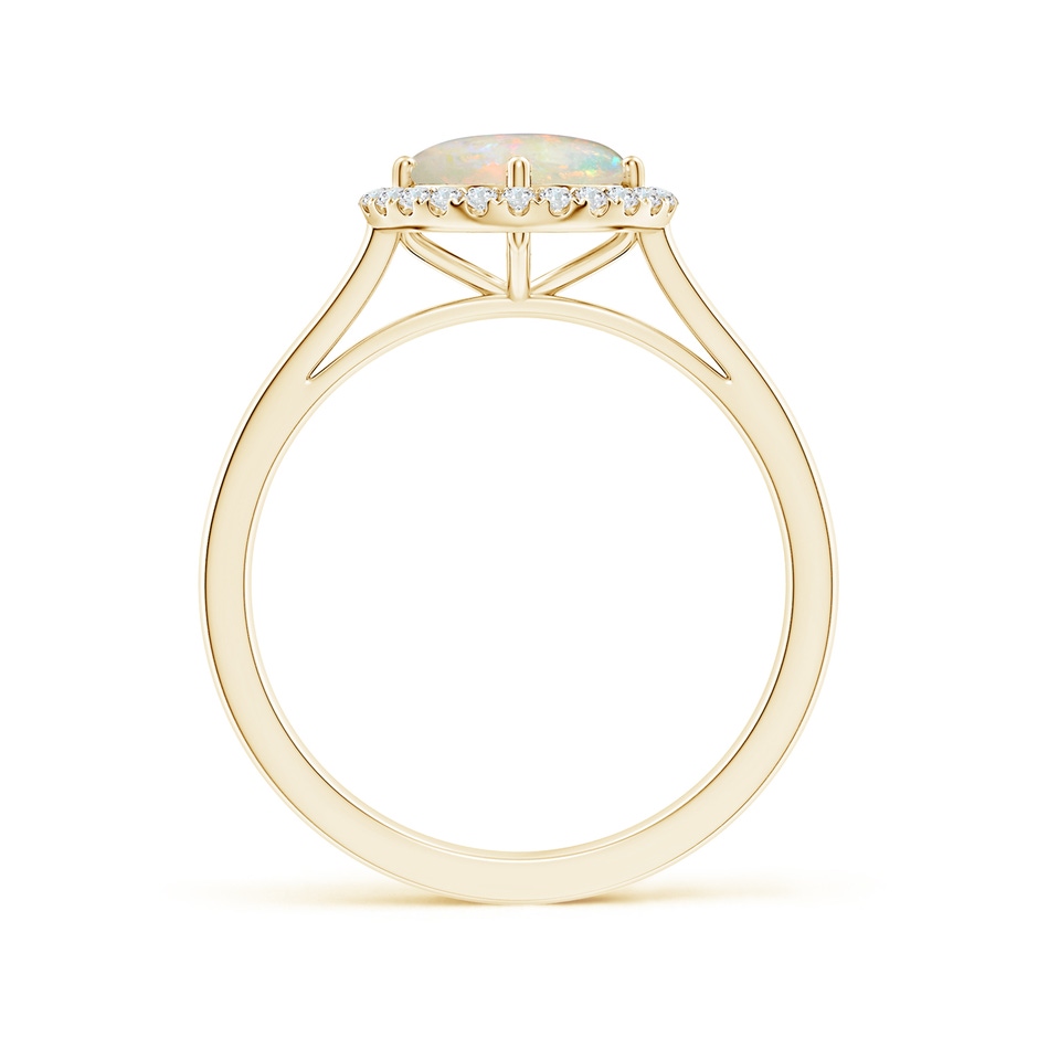 7mm AAAA Floating Round Opal Ring with Diamond Halo in Yellow Gold side-1