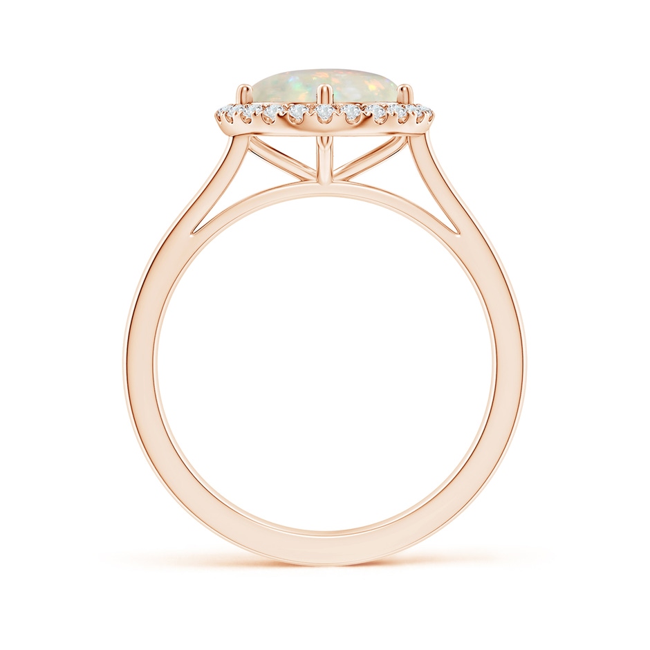 8mm AAA Floating Round Opal Ring with Diamond Halo in Rose Gold side-1