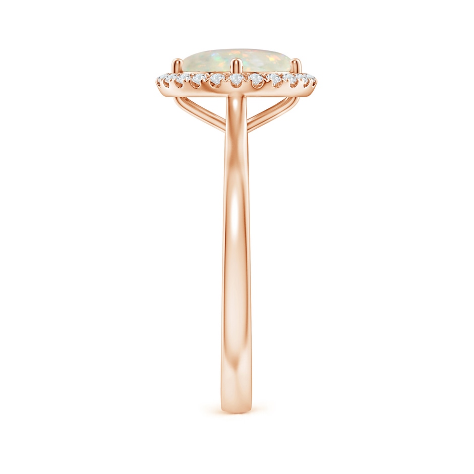 8mm AAA Floating Round Opal Ring with Diamond Halo in Rose Gold side-2