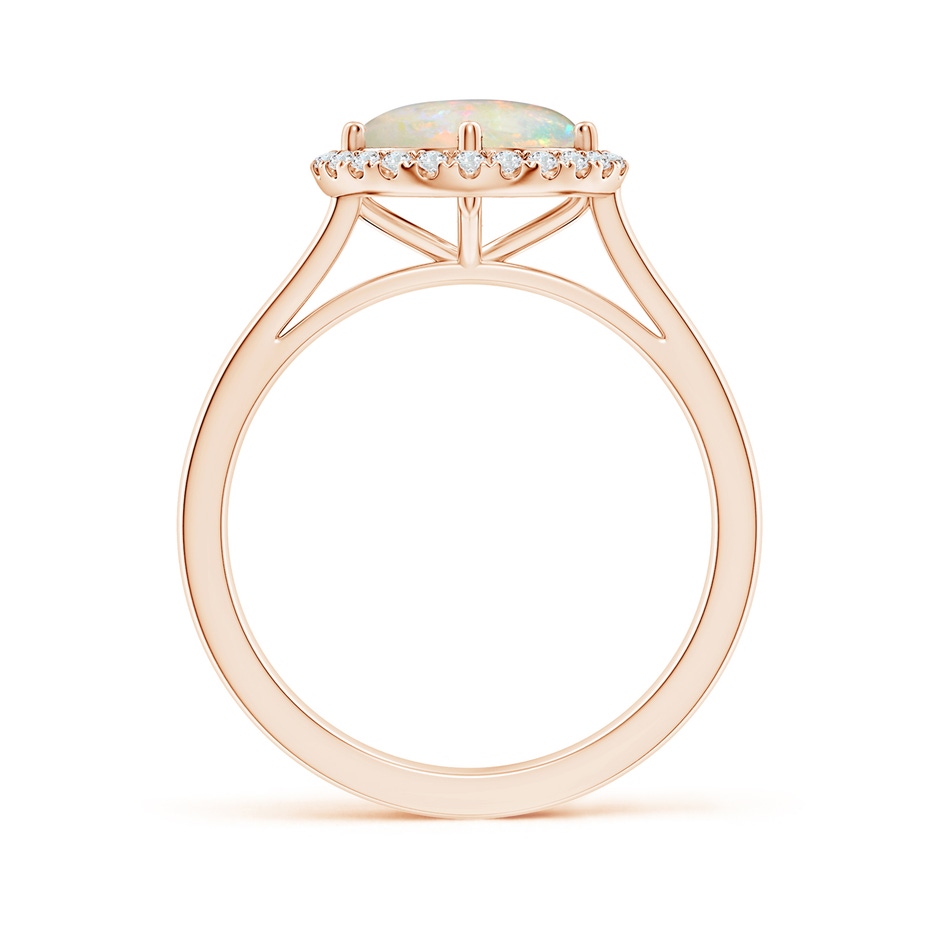 8mm AAAA Floating Round Opal Ring with Diamond Halo in Rose Gold side-1