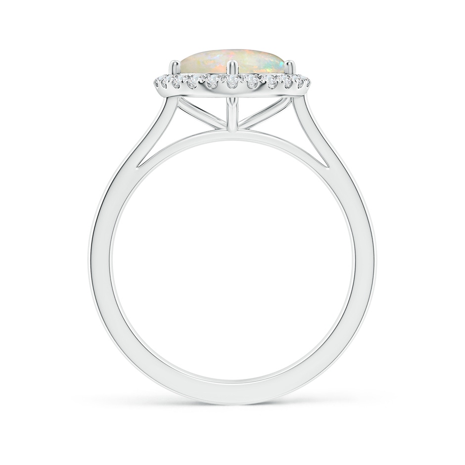 8mm AAAA Floating Round Opal Ring with Diamond Halo in White Gold side-1