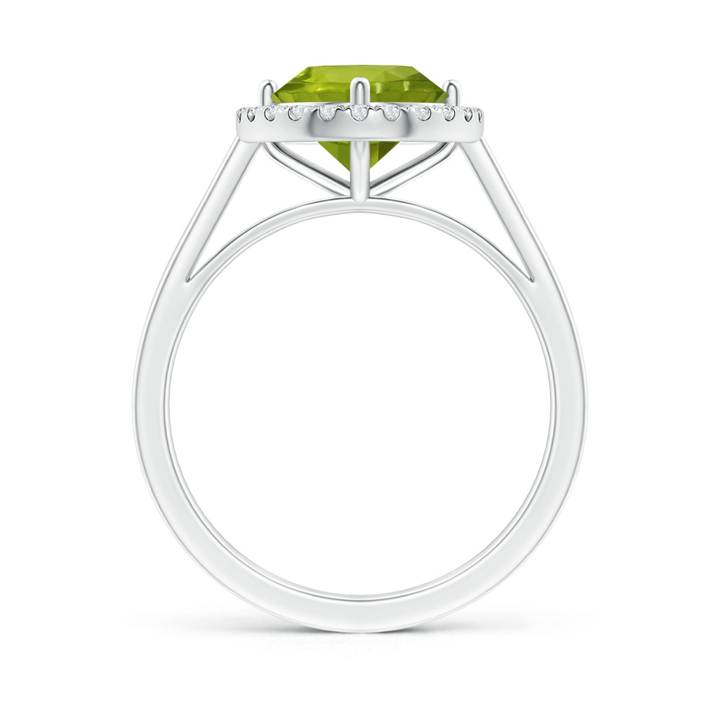 8.01x7.91x5.06mm AAAA GIA Certified Floating Peridot Ring with Diamond Halo in P950 Platinum Side 199