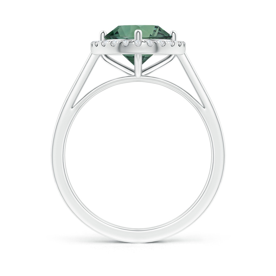 7.50-7.57x5.13mm AAA Floating GIA Certified Round Teal montana sapphire Ring with Diamond Halo in 18K White Gold side 199