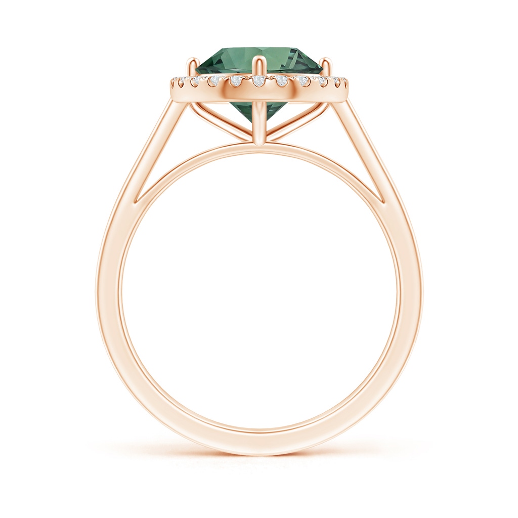 7.50-7.57x5.13mm AAA Floating GIA Certified Round Teal montana sapphire Ring with Diamond Halo in Rose Gold - side 199
