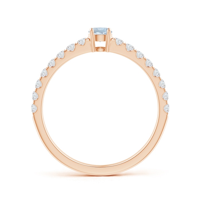 3.5mm A Classic Solitaire Aquamarine Promise Ring with Pavé Diamonds in Rose Gold product image