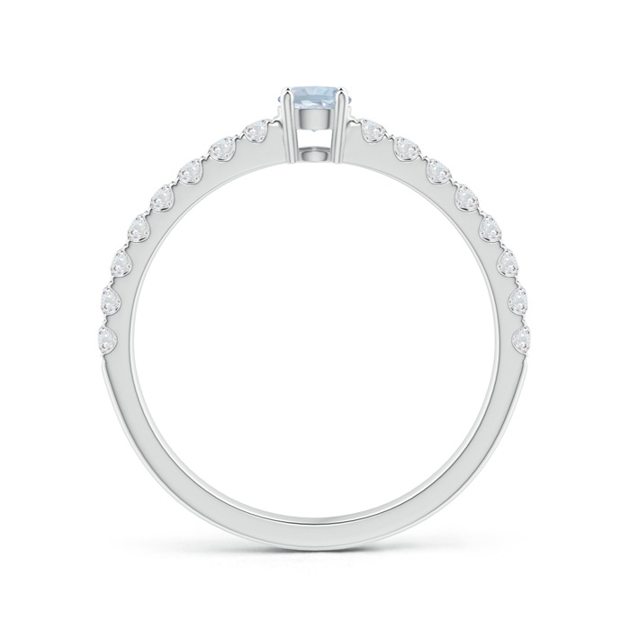 3.5mm A Classic Solitaire Aquamarine Promise Ring with Pavé Diamonds in White Gold product image
