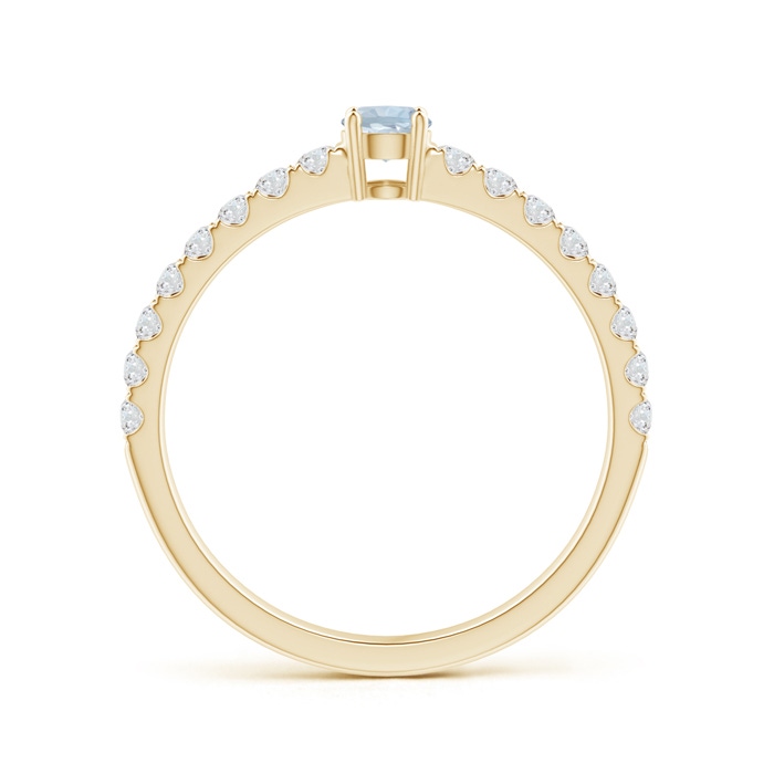 3.5mm A Classic Solitaire Aquamarine Promise Ring with Pavé Diamonds in Yellow Gold product image