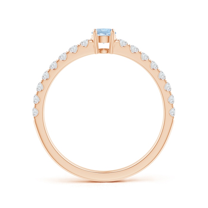 3.5mm AA Classic Solitaire Aquamarine Promise Ring with Pavé Diamonds in Rose Gold product image