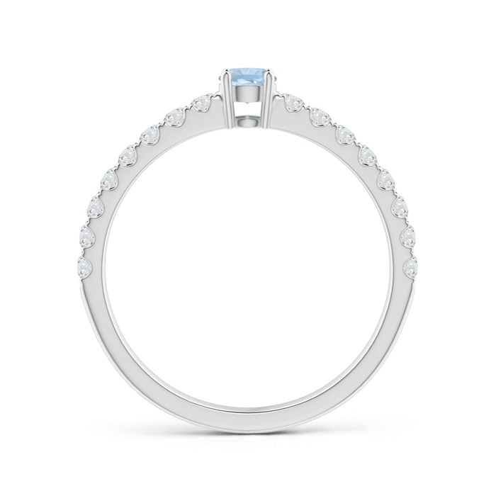 3.5mm AA Classic Solitaire Aquamarine Promise Ring with Pavé Diamonds in White Gold product image