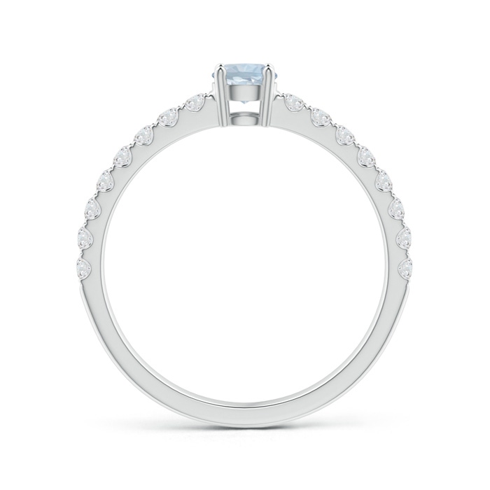 4mm A Classic Solitaire Aquamarine Promise Ring with Pavé Diamonds in White Gold product image
