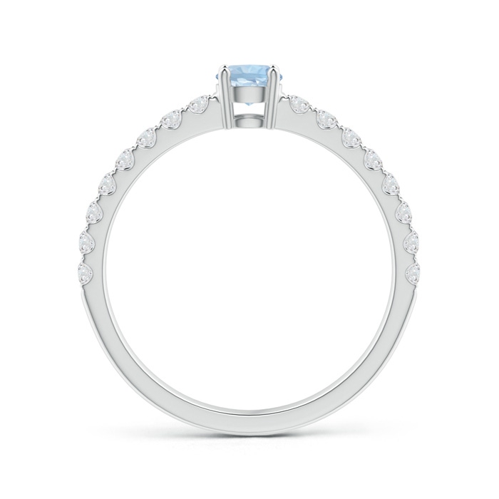 4mm AA Classic Solitaire Aquamarine Promise Ring with Pavé Diamonds in White Gold product image