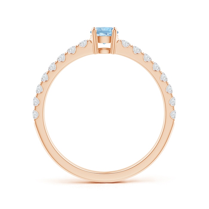 4mm AAA Classic Solitaire Aquamarine Promise Ring with Pavé Diamonds in Rose Gold product image