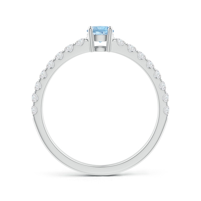 4mm AAA Classic Solitaire Aquamarine Promise Ring with Pavé Diamonds in White Gold product image