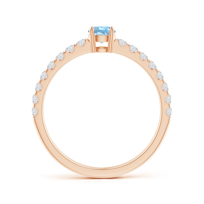 4mm AAAA Classic Solitaire Aquamarine Promise Ring with Pavé Diamonds in Rose Gold product image