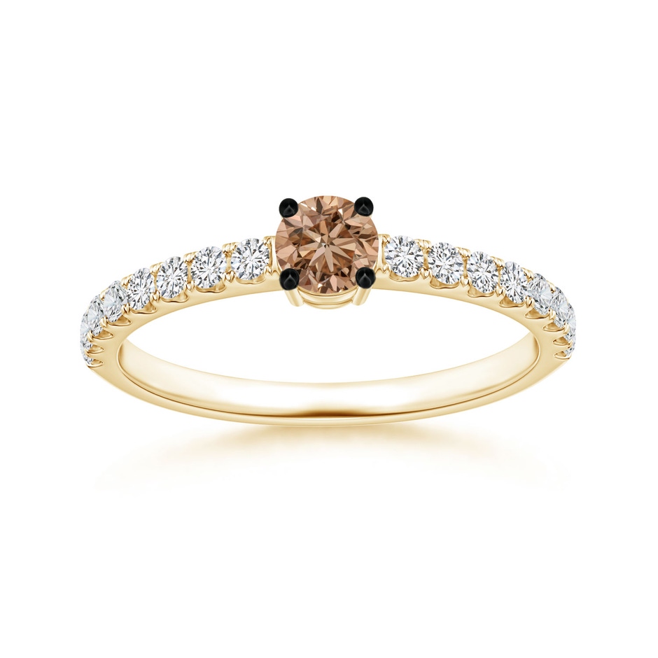 3.5mm AAA Classic Coffee Diamond Solitaire Ring in Yellow Gold 