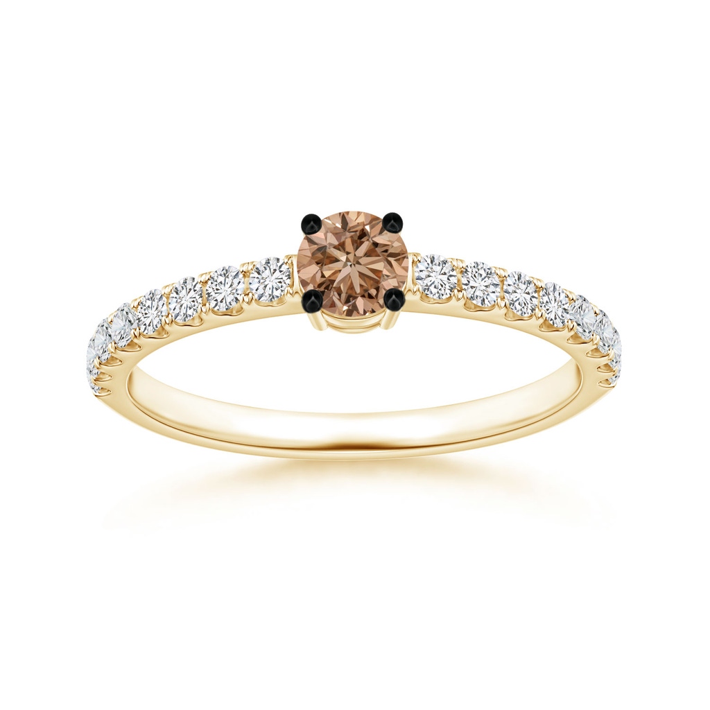 3.5mm AAA Classic Coffee Diamond Solitaire Ring in Yellow Gold