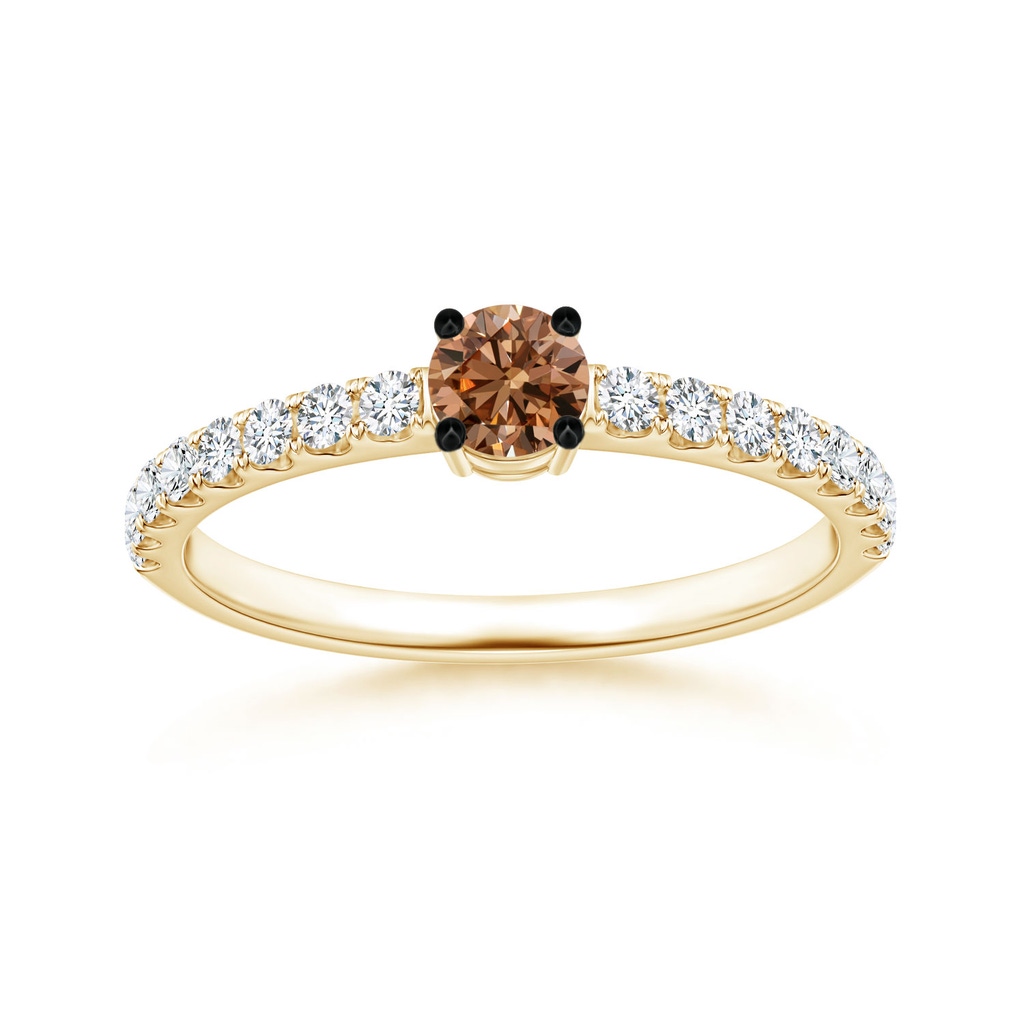 3.5mm AAAA Classic Coffee Diamond Solitaire Ring in Yellow Gold