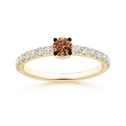 Classic Yellow Gold Coffee Diamond Rings