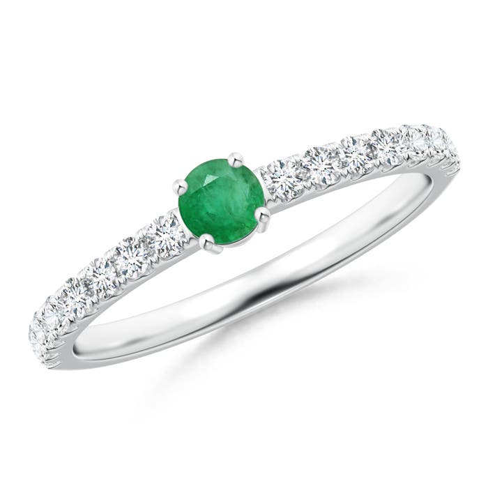 A - Emerald / 0.49 CT / 14 KT White Gold