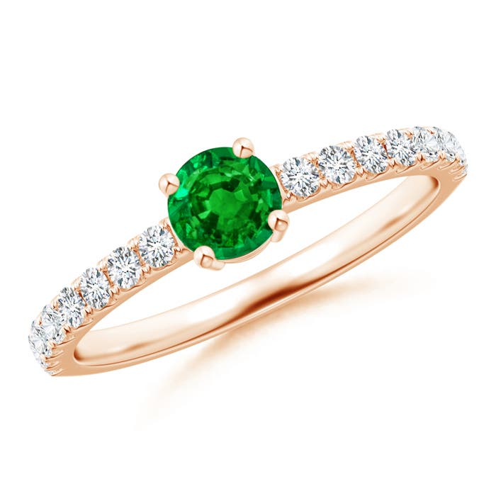 Premium - Lab-Grown Emerald / 0.69 CT / 14 KT Rose Gold