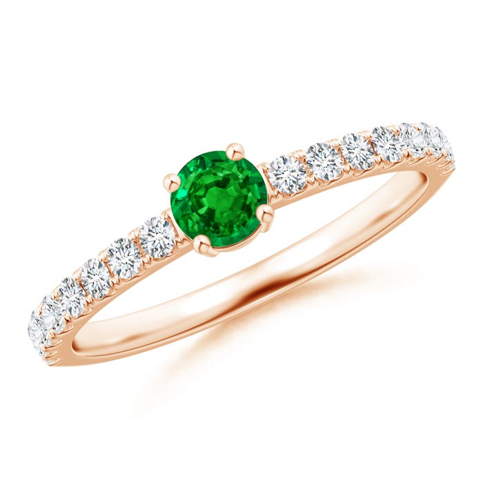 AAAA - Emerald / 0.58 CT / 14 KT Rose Gold