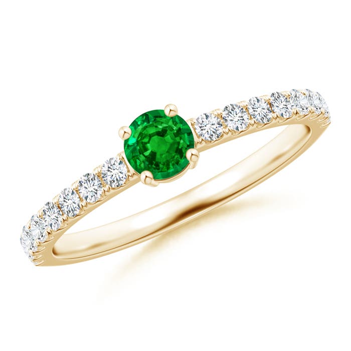 AAAA - Emerald / 0.58 CT / 14 KT Yellow Gold