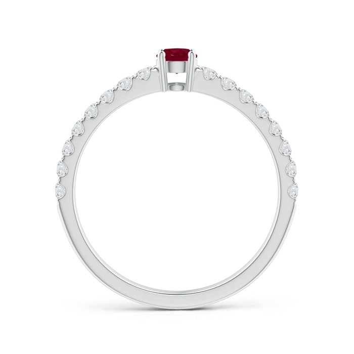 3.5mm A Classic Solitaire Ruby Promise Ring with Pavé Diamonds in White Gold side-1