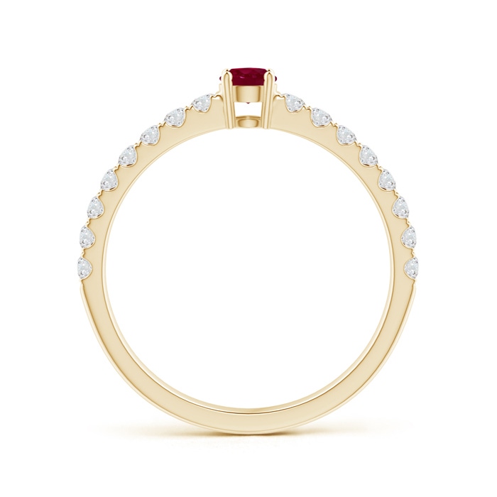 3.5mm A Classic Solitaire Ruby Promise Ring with Pavé Diamonds in Yellow Gold side-1