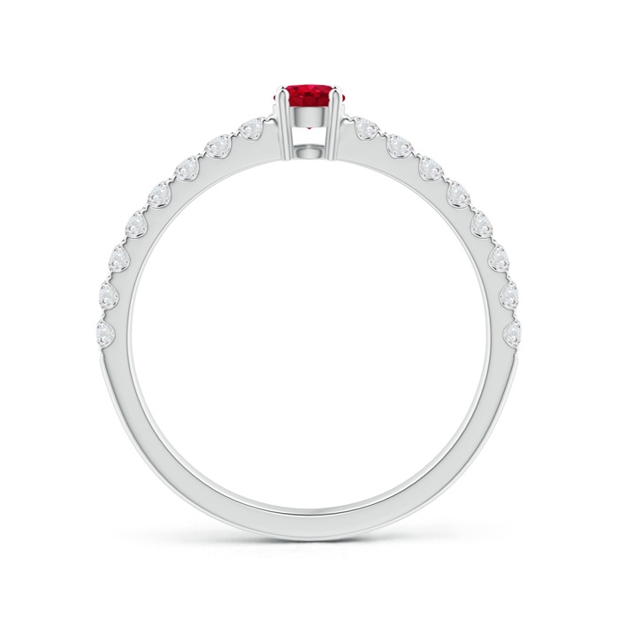 3.5mm AAA Classic Solitaire Ruby Promise Ring with Pavé Diamonds in P950 Platinum side-1