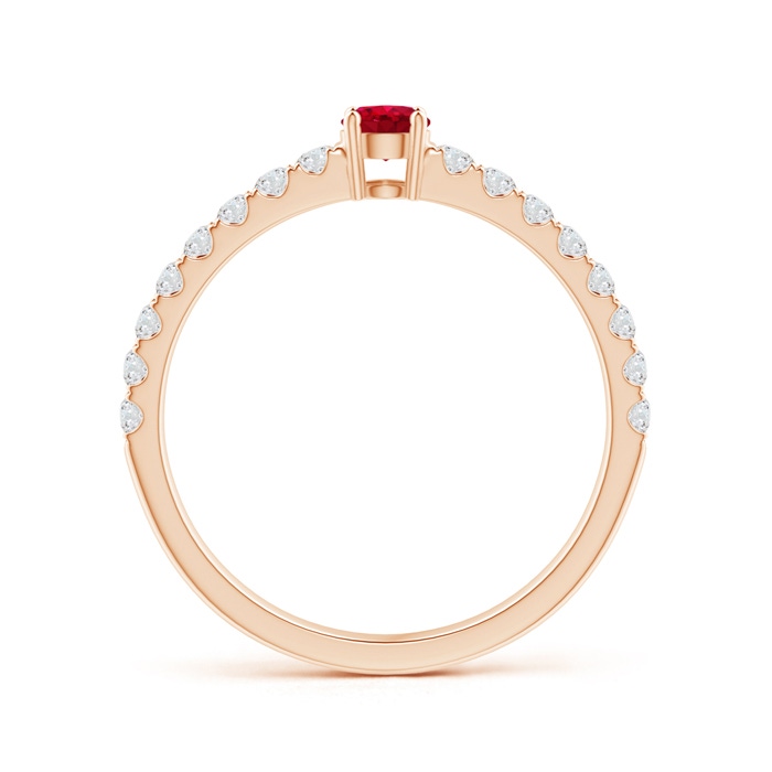 3.5mm AAA Classic Solitaire Ruby Promise Ring with Pavé Diamonds in Rose Gold side-1