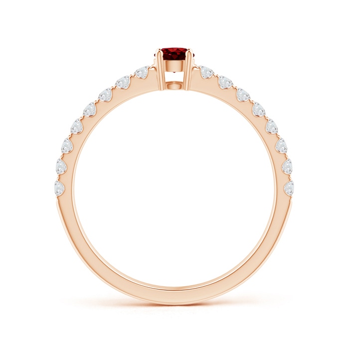 3.5mm AAAA Classic Solitaire Ruby Promise Ring with Pavé Diamonds in Rose Gold side-1