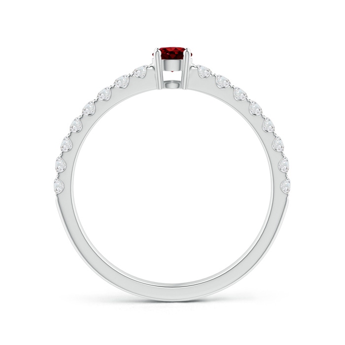 3.5mm AAAA Classic Solitaire Ruby Promise Ring with Pavé Diamonds in White Gold side-1